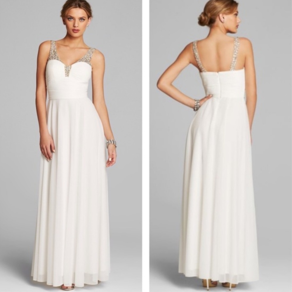 Embellished White Gown/Prom Dress